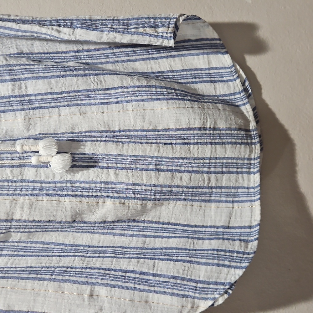 Liz Claiborne Striped Sleeveless Top - Blue & White & Gold size Small - Picture 4 of 8